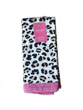 Juicy Couture Leopard Print Kitchen Towels Set Of 2 Y2K McBling Pink Decor NWT